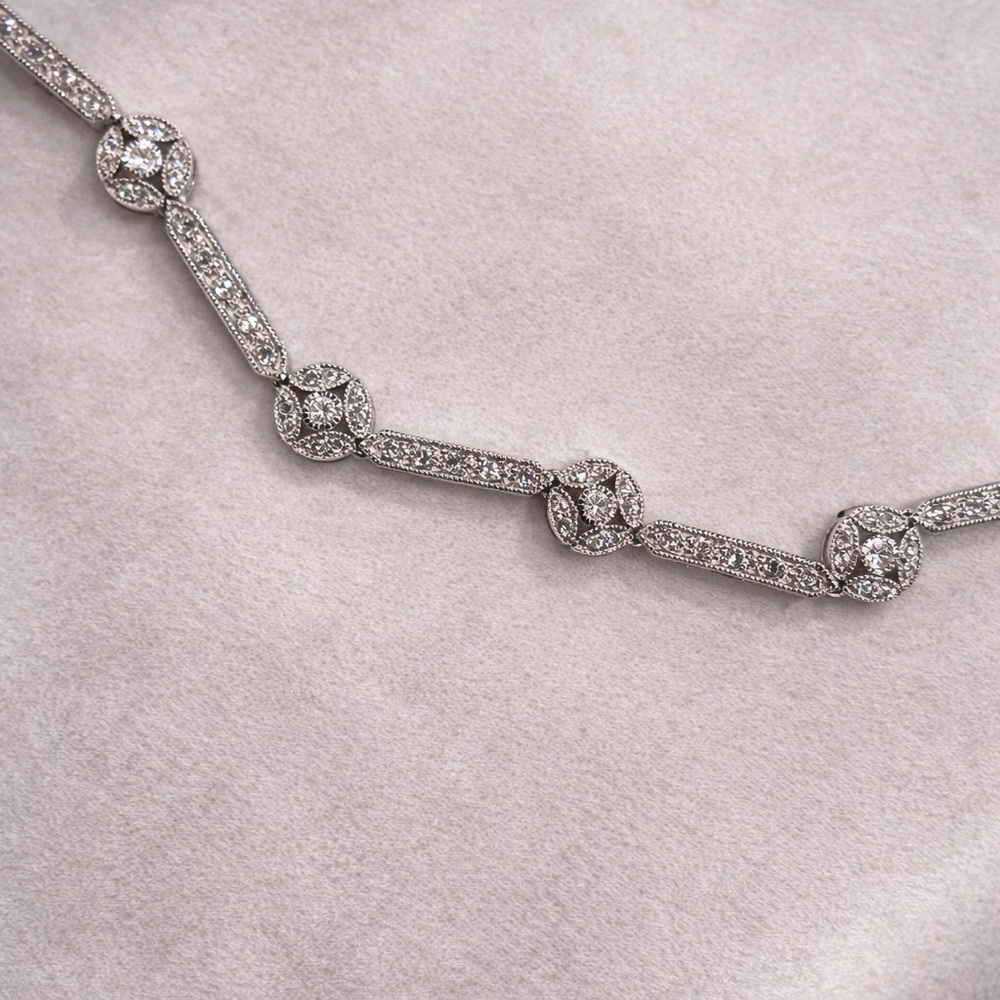 Elegant Silver-Tone Crystal Station Necklace